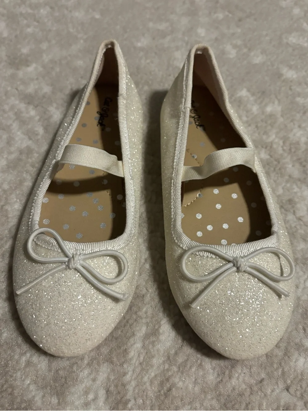 Cat & Jack Glitter Cream Mary Jane Flats with Bow